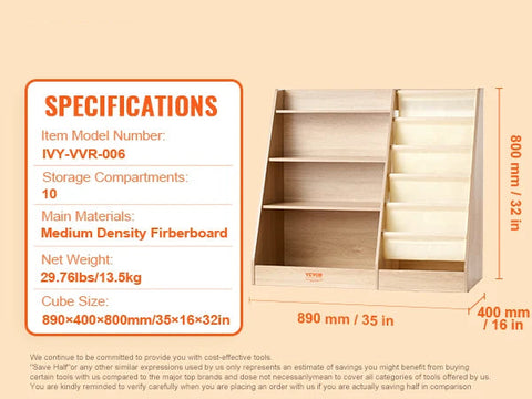 Boekenkasten - Boekenplank - Muurplank - Boekenplank - Opbergrek Organisator - 4-Tier - Houten Boekenplank - Zes-Layer Sling Boekenkast - voor Kinderkamer Speelkamer Kleuterschool Kinderdagverblijf