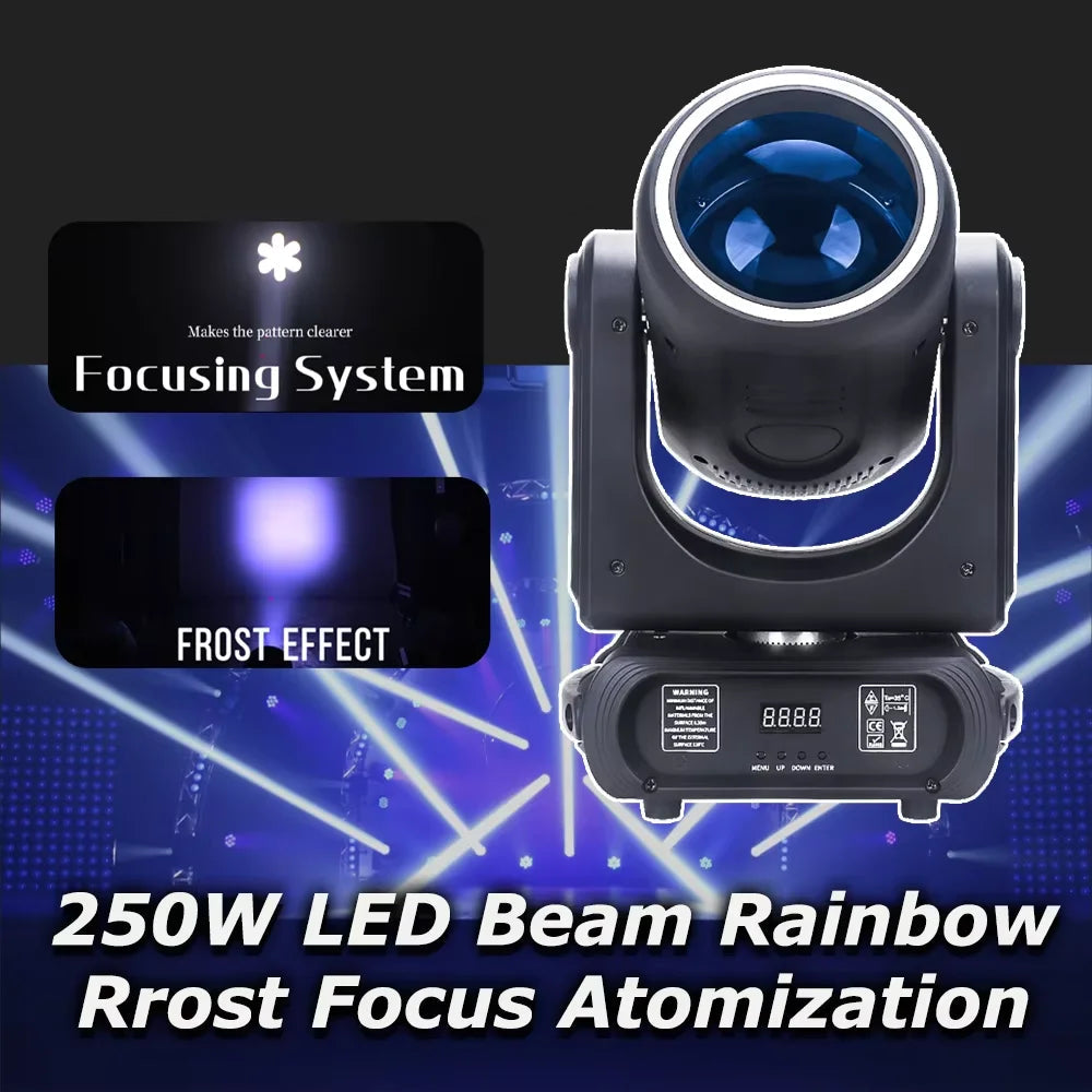 LED 250W Moving Head Light – Podiumverlichting – DJ Licht – Beamspot – Effectlicht – EU Plug – 540° Horizontale Rotatie – 18 Prismatische Effecten