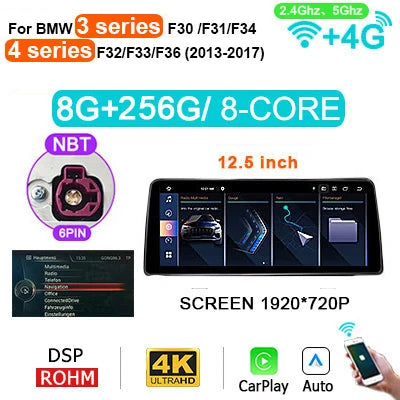 Autoradio BMW 5 Serie E60 E61 3 Serie E90 E91 – Multimedia Speler – Carplay – Android Auto – 2 DIN – 12.3 Inch Touchscreen – Android 14 Systeem – GPS & Bluetooth