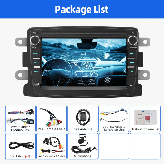 ESSGOO Android 15 Car Radio Carplay 4+64G For Renault Dacia Duster Sandero Logan Car Multimedia Player GPS WiFi RDS