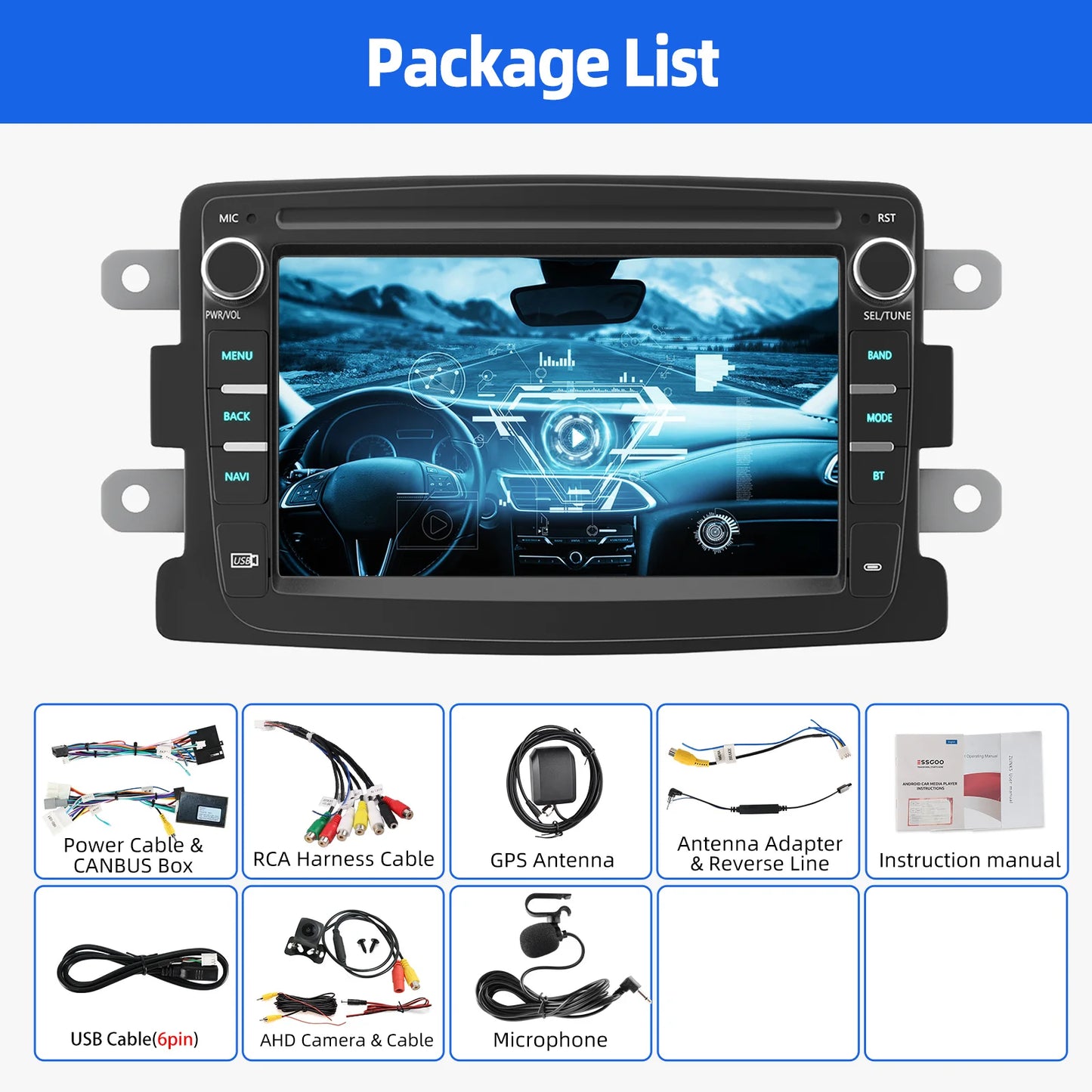 Autoradio – Multimedia Speler – Touchscreen Navigatie – Android Radio – Renault Dacia Upgrade – 7 Inch Scherm – Android 15 Met 4GB RAM & 64GB Opslag