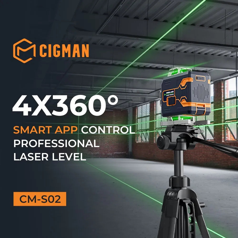 4x360° Groene Lijnlaser – Laser Level – Zelfnivellerend – Waterpas – Precisie Laser – Bluetooth Afstandsbediening – IP54 Bescherming