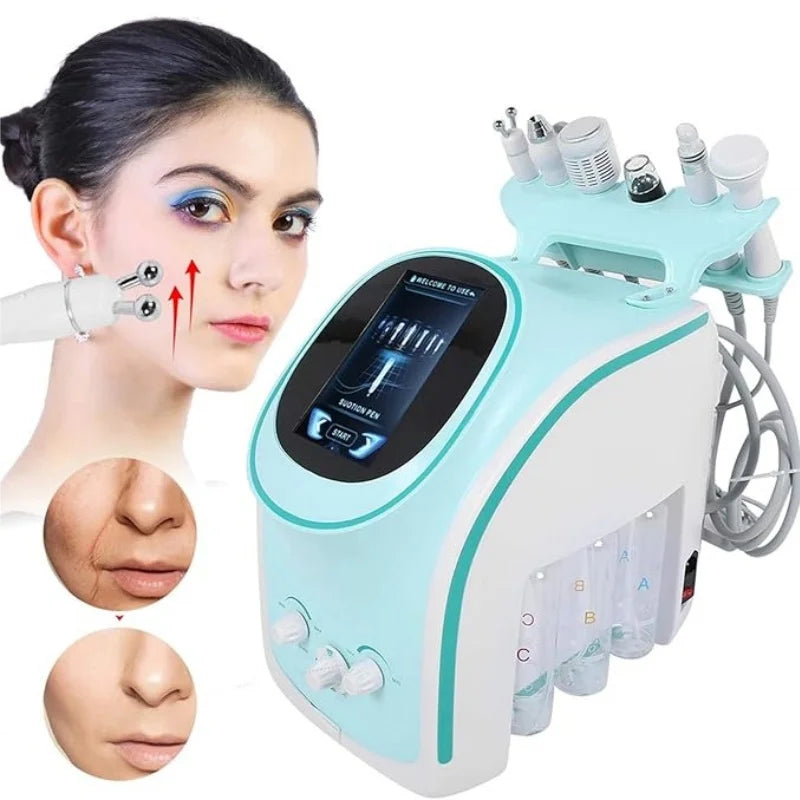 6-in-1 Hydrodermabrasie Machine – Huidverzorgingsapparaat – Gezichtsreinigingsapparaat – Anti-Acne – Huidverjonging – 35W Vermogen – Vacuum Tot 90 kPa