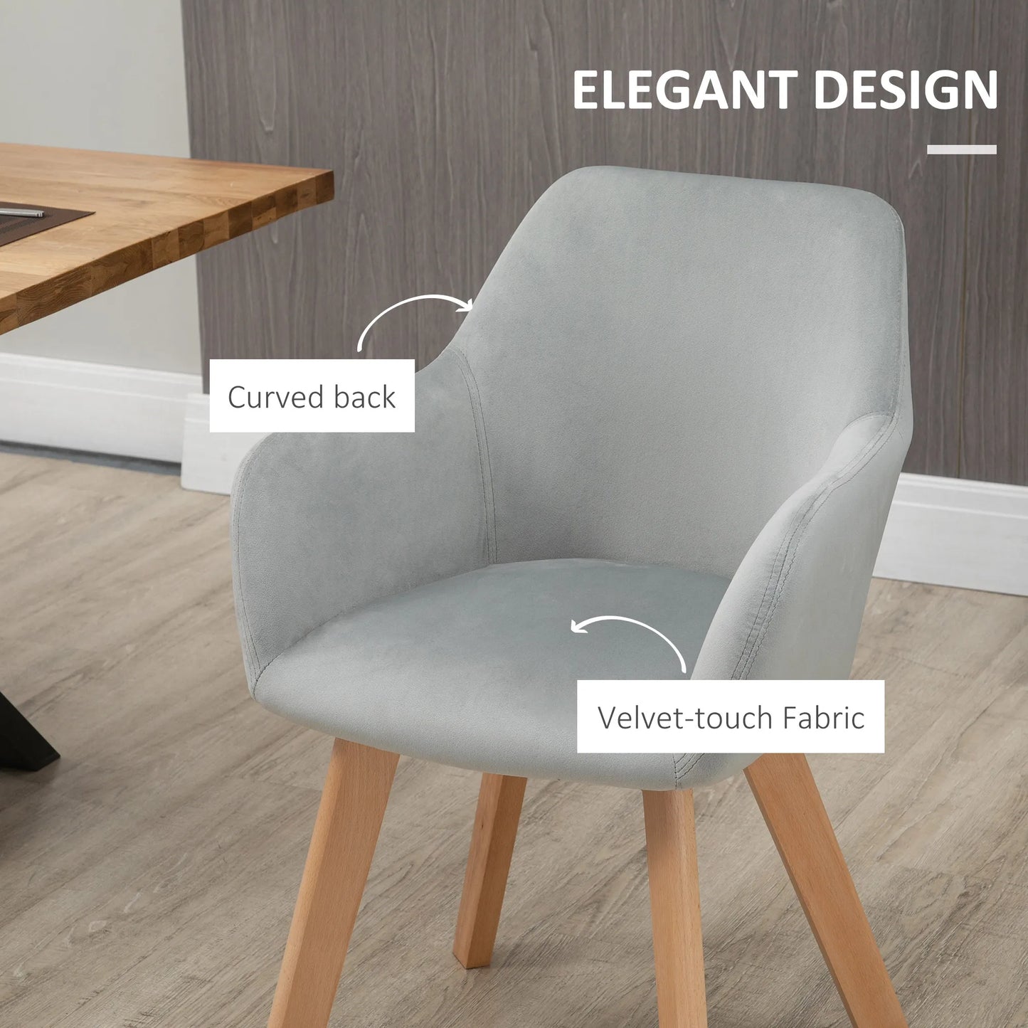 Eetkamerstoel – Dining Chair – Velours Stoel – Fluwelen Stoel – Rubberhout Frame – Zacht Comfort – Modern Design