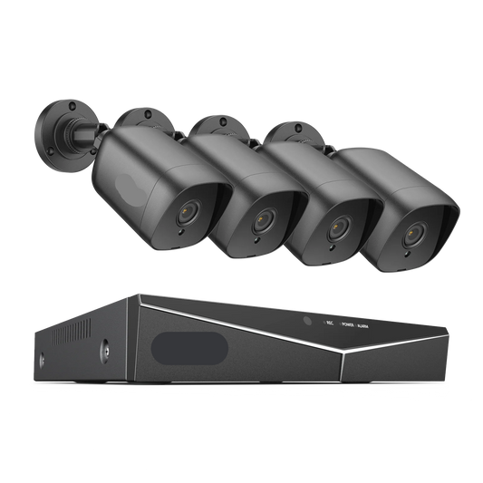 Beveiligingscamerasysteem - 4CH DVR - Openlucht- Bewakingscamera - Beveiligingscamera - IP66 Waterdichte - 2MP IR Buitenbeveiligingscameras - 1080P TVI CCTV Surveillance Kit - Zonder HDD - 4 Stuks - Zwart - QUORE