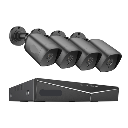 Beveiligingscamerasysteem - 4CH DVR - Openlucht- Bewakingscamera - Beveiligingscamera - IP66 Waterdichte - 2MP IR Buitenbeveiligingscameras - 1080P TVI CCTV Surveillance Kit - 2TB HDD - 4 Stuks - Zwart - QUORE