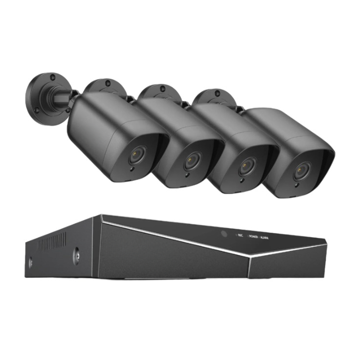 Beveiligingscamera - Beveiligingscamerasysteem - Camerabewaking - 8CH - 1080P Lite DVR - IP66 - Weerbestendig - Binnen - Buiten - 4 Stuks - 2.0MP Camera's - Ingebouwde HDD - 2TB - Zwart