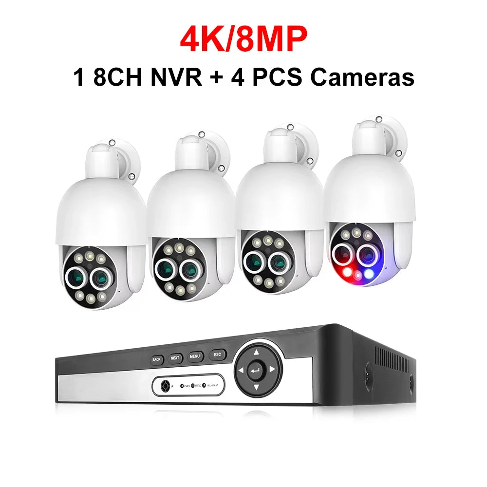 8-Kanaals 4K Bewakingsset – Surveillance Cameras – Beveiligingscamera Set – CCTV Systeem – IP Camera’s – AI Menselijke Detectie – PoE Eenvoudige Installatie - 4 Stuks - 4TB