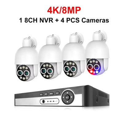8-Kanaals 4K Bewakingsset – Surveillance Cameras – Beveiligingscamera Set – CCTV Systeem – IP Camera’s – AI Menselijke Detectie – PoE Eenvoudige Installatie - 4 Stuks - 4TB
