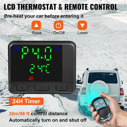 Diesel Kachel - Verwarming - Diesel Kachel - 12V - 8KW - Luchtverwarmer met Afstandsbediening & LCD Schakelaar – Stil Verwarmingssysteem voor Auto, Camper, Boot of Vrachtwagen - QUORE