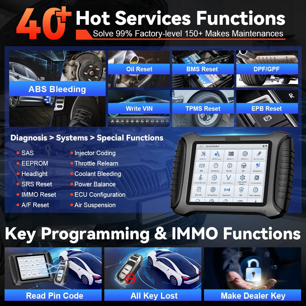 Autodiagnose Tool – Sleutelprogrammeertool – Voertuigscanner – Foutcode Uitlezer – IMMO Programmering – 8-Inch Touchscreen – WiFi Updates