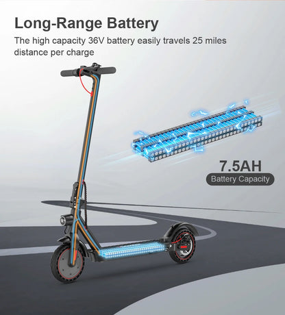 Scooter - Elektrische Step - E-Scooter - Opvouwbare - met Koplampen - Achterlichten - 8.5 Inch Honingraatband - 7.8Ah - 350W - 36V - 30km/h - 116 x 120 cm - Zwart
