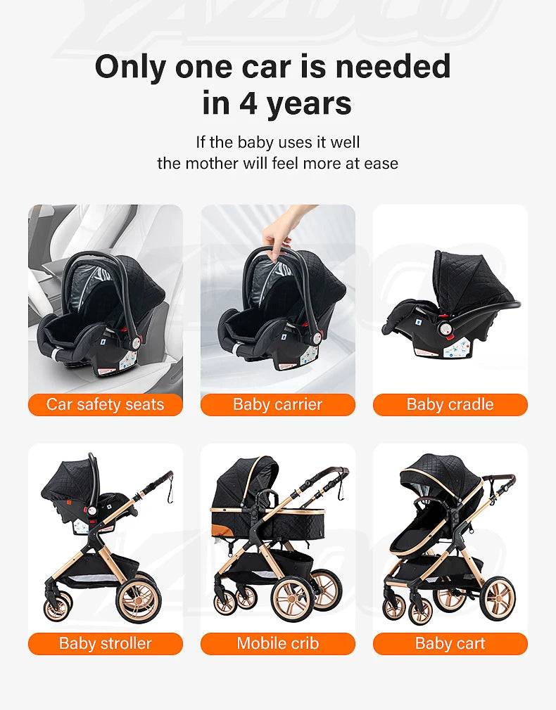 Hoge aluminium frame kinderwagen 3-in-1 - Opvouwbaar - Verstelbaar - Kinderwagen - 105 cm x 95 cm - Roze