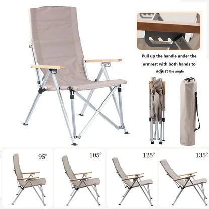 Opvouwbare Campingstoel - Kampeerstoel - Strandstoel - Lounge Stoel - Klapstoel - met Armleuningen - Draagbare - voor Vissen - Strand - Tuin - en Camping - Khaki
