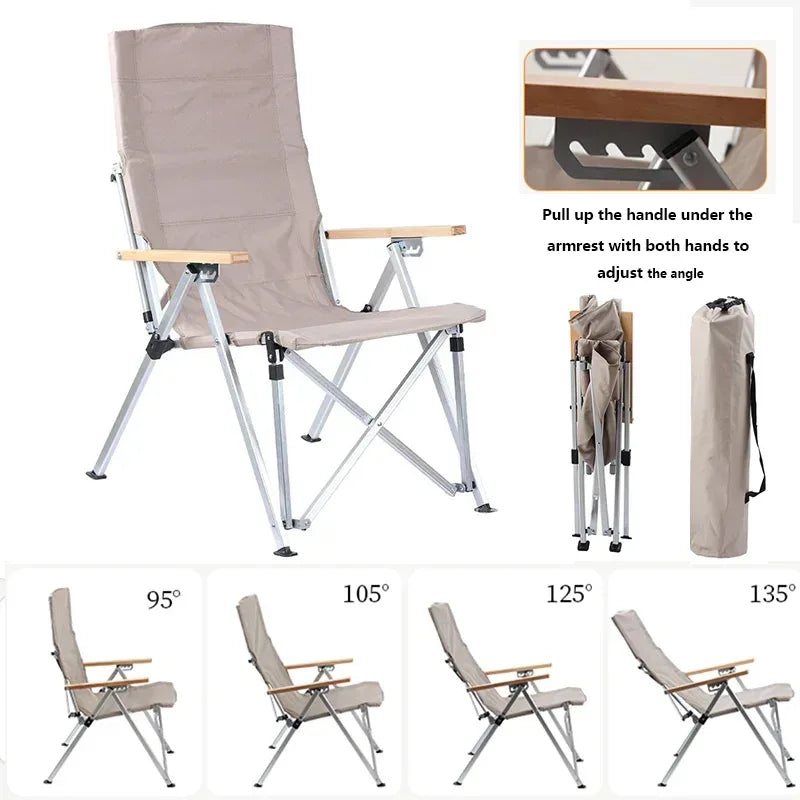Opvouwbare Campingstoel - Kampeerstoel - Strandstoel - Lounge Stoel - Klapstoel - met Armleuningen - Draagbare - voor Vissen - Strand - Tuin - en Camping - Zwart