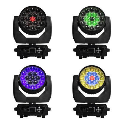 Discolamp - Party Lights - Disco licht - Party Laser  - Podiumverlichting - Mini LED & Laser Party Lamp - 19x15W Zoom & DMX-compatibel -  Discobal - Beam+Wash RGBW Moving Head Lich - 2 Stuks