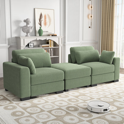 Groene Velours Modular Bank – Modulaire Bank – Lounge Bank – Zithoek Bank – Woonsalon – Zacht Velours Materiaal – Inclusief Voetenbank