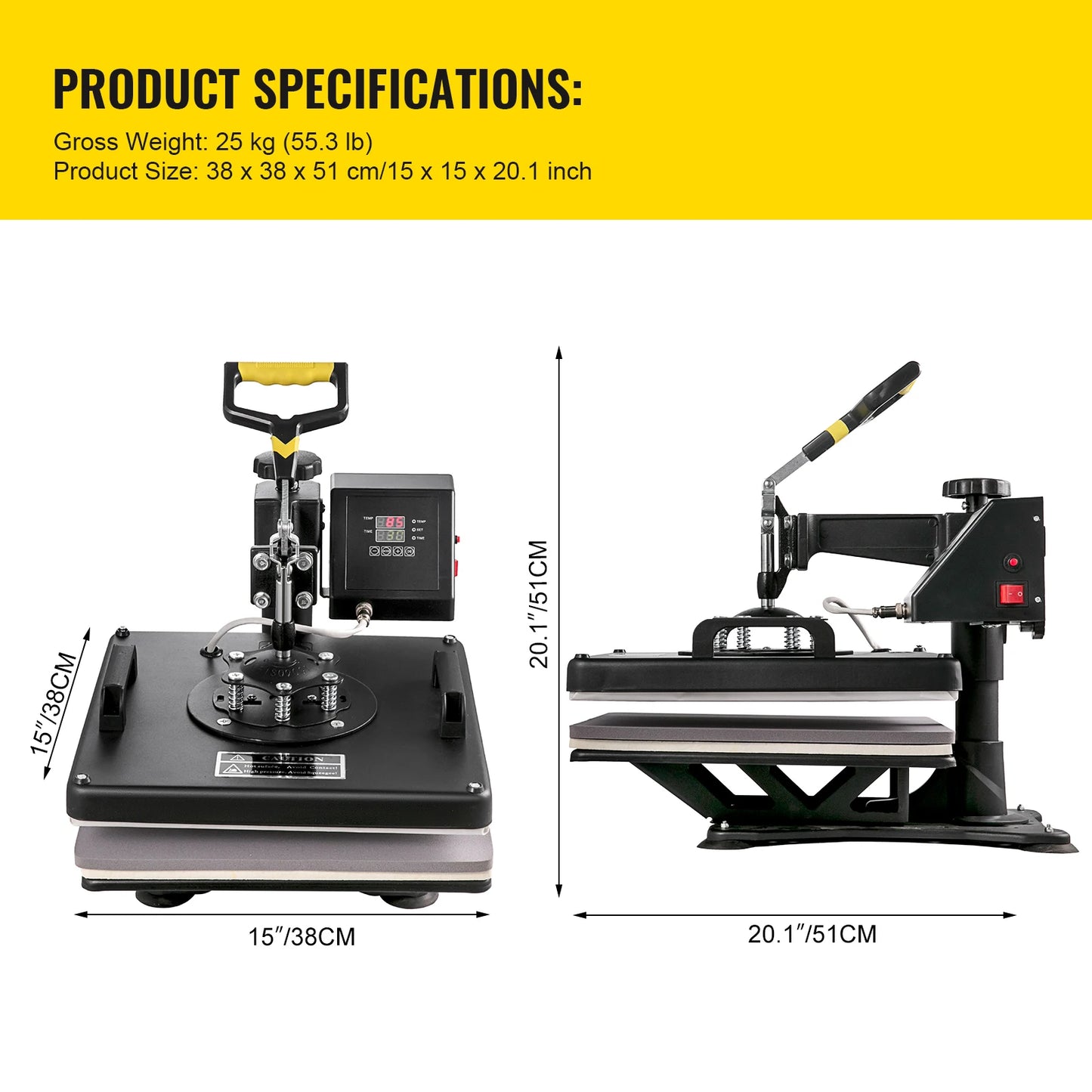 SucceBuy 5 6 8 in 1 Heat Press Machine T shirt Heat Transfer Printer Muntifunctional Sublimation Mug/Latte Mug/Hat/Plate/Bottle