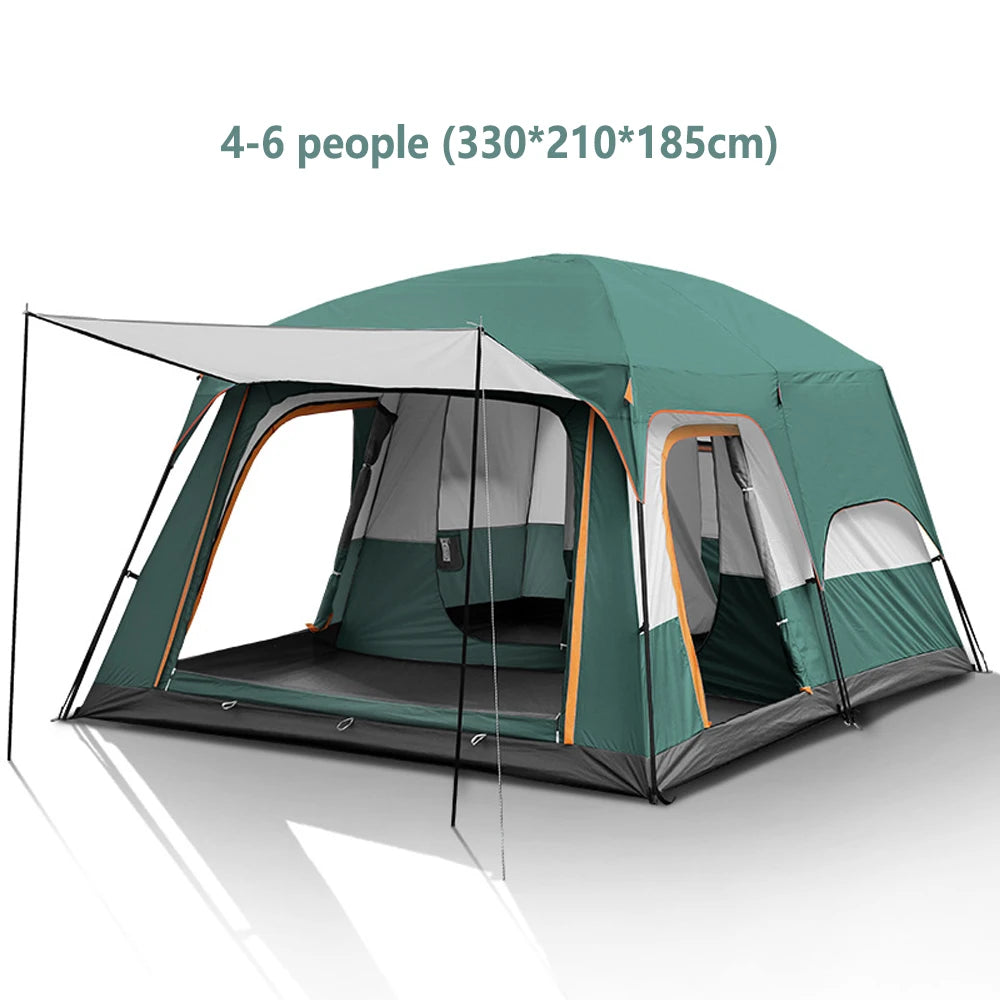 Tent – Kampeertent – Familie Tent – Groepstent – Waterdicht Polyester – Aluminium Frame – 4-6 Personen - 330x210x185cm - Groen