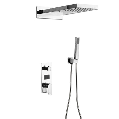 Douche - Regendouche - Douchewand - Douchekolom - Douchepanelen - Inbouw Digitale Douche Set - 3-Weg Thermostatische Regendouche met LED Display - Zilver