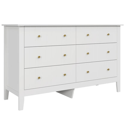 Getone Chest of Drawers Bedroom, Tall Chest of Drawers with 6 Drawers, Bedroom Furniture Dresser Storage Cupboard Cabinet  Bedroom Dresser, for Dining Room Living Room Hallway 133x45x79.5 cm Wooden