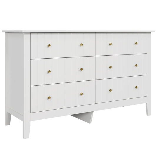 Getone Chest of Drawers Bedroom, Tall Chest of Drawers with 6 Drawers, Bedroom Furniture Dresser Storage Cupboard Cabinet  Bedroom Dresser, for Dining Room Living Room Hallway 133x45x79.5 cm Wooden
