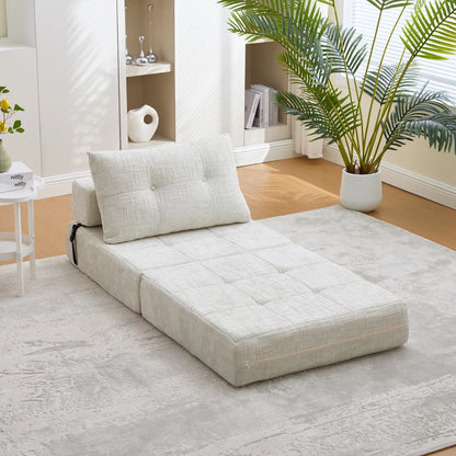 Opvouwbare Sofa Bed – Slaapbank – Bedbank – Klapbank – Zetel – Beige – Compact Formaat – Duurzame Chenille Bekleding