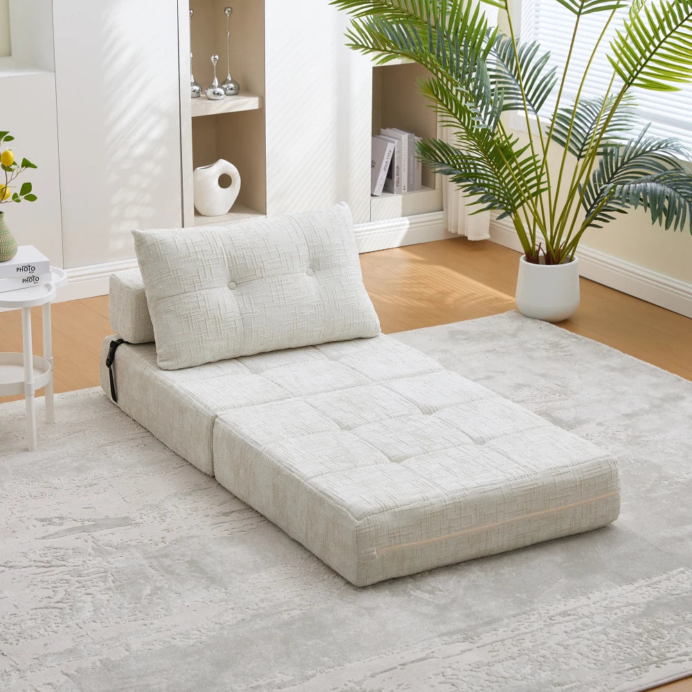 Vouwbank – Slaapbank – Loungestoel – Bedbank – Multifunctionele Sofa – Grijs – Ruimtebesparend Design – Hoogwaardig Chenille Matras