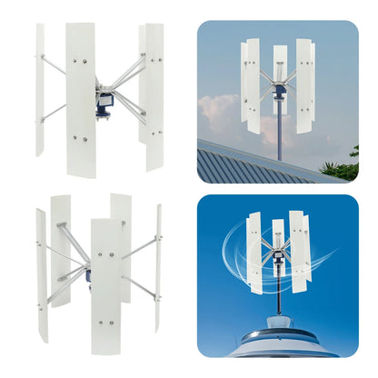 Windturbine – Windgenerator – Windmolen – Verticale As Turbine – Vijf Bladen – 12V Output – Geluidsarm En Weerbestendig