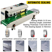VEVOR Continuous Bag Band Sealing Machine Horizontal Band Sealer FR900K Soild Ink Automatic Expanded Food Plastic Bag Sealer
