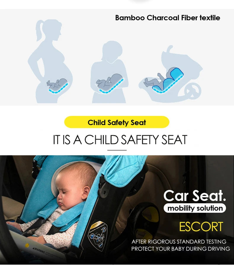 Kinderwagen - Babywagen - Wandelwagen - met Autostoel - 4-in-1 - Lichtgewicht Reisbuggy - Opvouwbaar - Veilig en Comfortabel - voor Baby's - en Peuters - Zwart