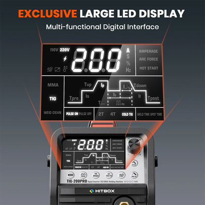 TIG200PRO Lasmachine – TIG Lasser – MMA Lasapparaat – Elektrode Lasser – Lasgenerator – Pulsfunctie – Laag Stroomverbruik - QUORE