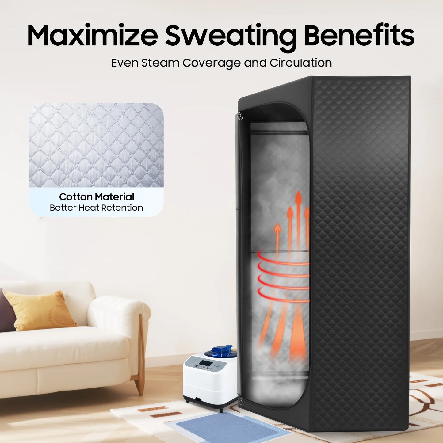 220V Portable Steam Sauna Box Indoor Personal Home Spa Sauna Kit with Foldable Chair Remote Control Home Relaxation Steam Room