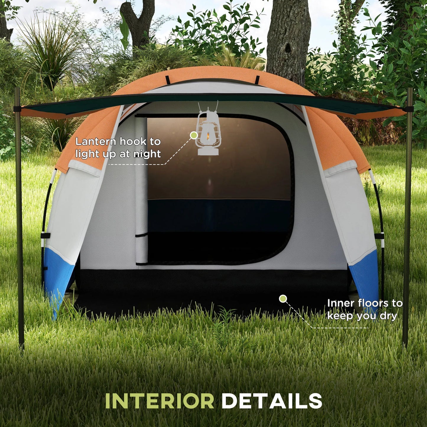 Tent – Kampeertent – Familie Tent – Weekendtent – Waterdicht Polyester – 420x200x150 cm – Glasfiberstokken