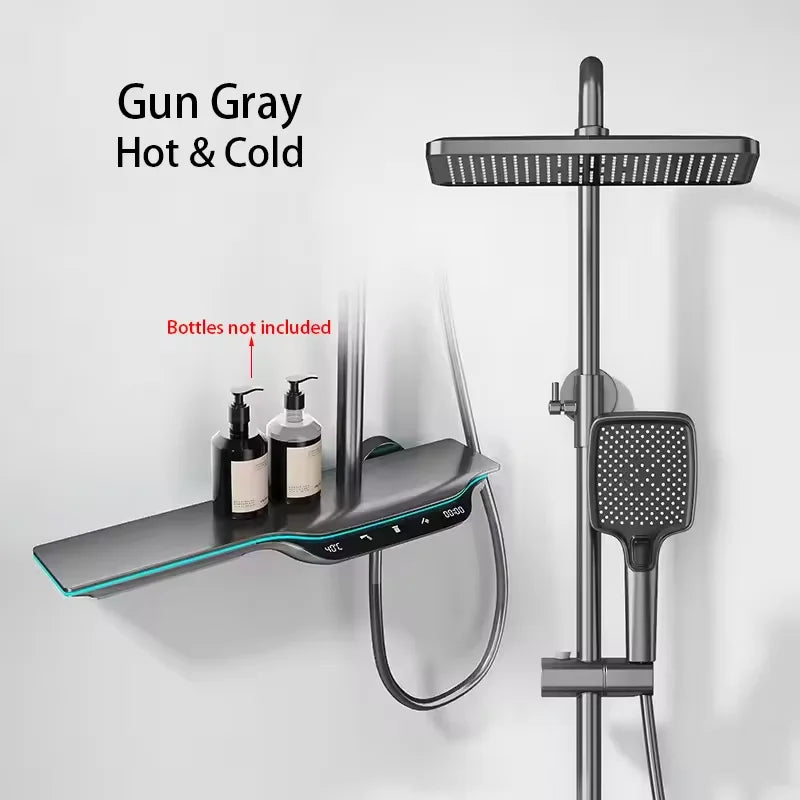 Doucheset – Regendouche – Handdouche – Badkraan – Bidetdouche – Temperatuurregeling Met Meter – Zelfreinigende Siliconen Douchekop - QUORE
