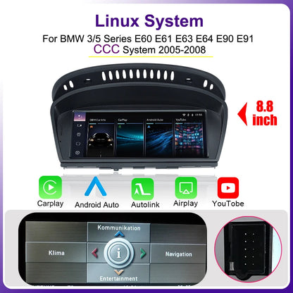 Autoradio BMW 3/5 Serie – Multimedia Systeem – Navigatie Unit – Touchscreen Radio – Draadloos CarPlay Android Auto – 8,8 Inch Display – Linux Besturingssysteem - QUORE