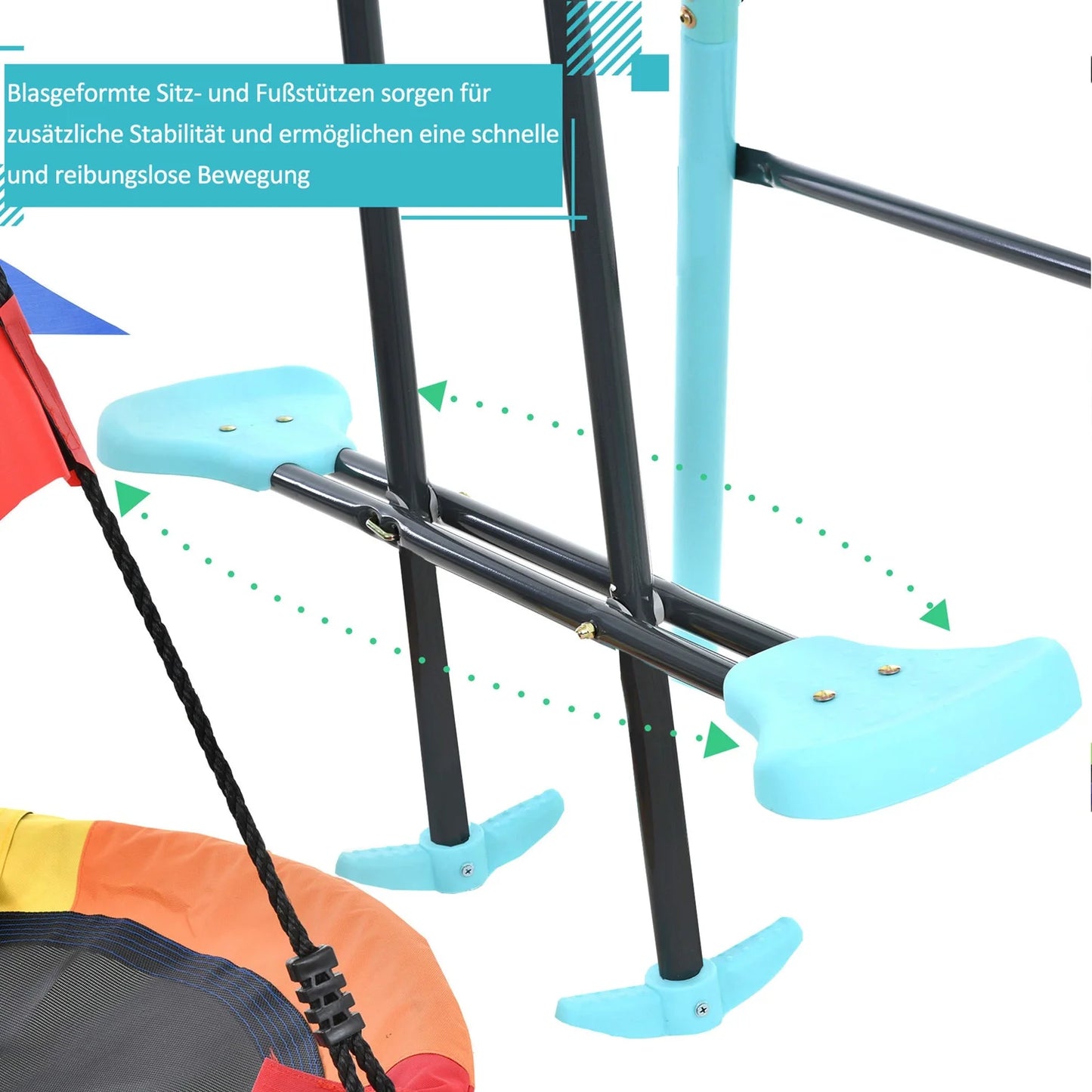 Speeltoestel – Buitenspeelset – Klimrek – Schommel – Speelset Kinderen – Metalen Frame – Verstelbare Nestschommel - 287 x 180 x 188 cm - Blauw