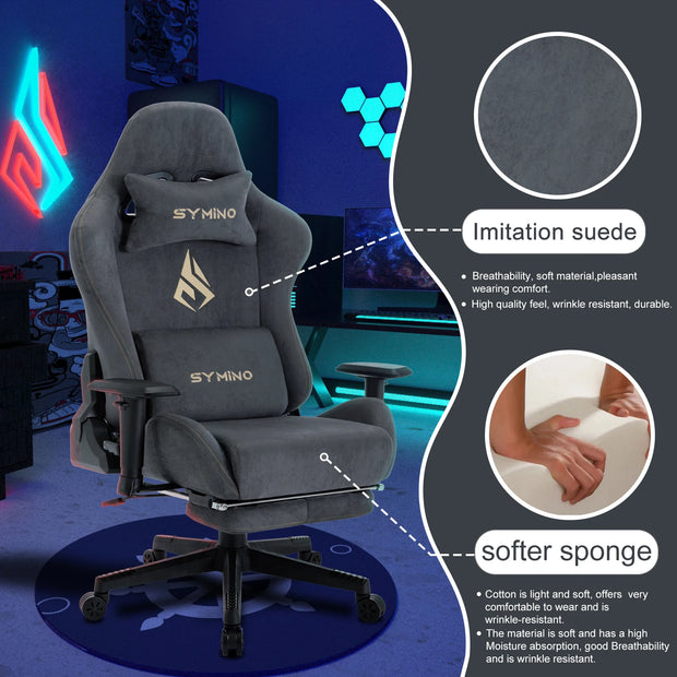 Gaming Bureaustoel - Ergonomische bureaustoel - Bureaustoelen voor Volwassenen - Chair - Ademende PC-Stoel - Grijs