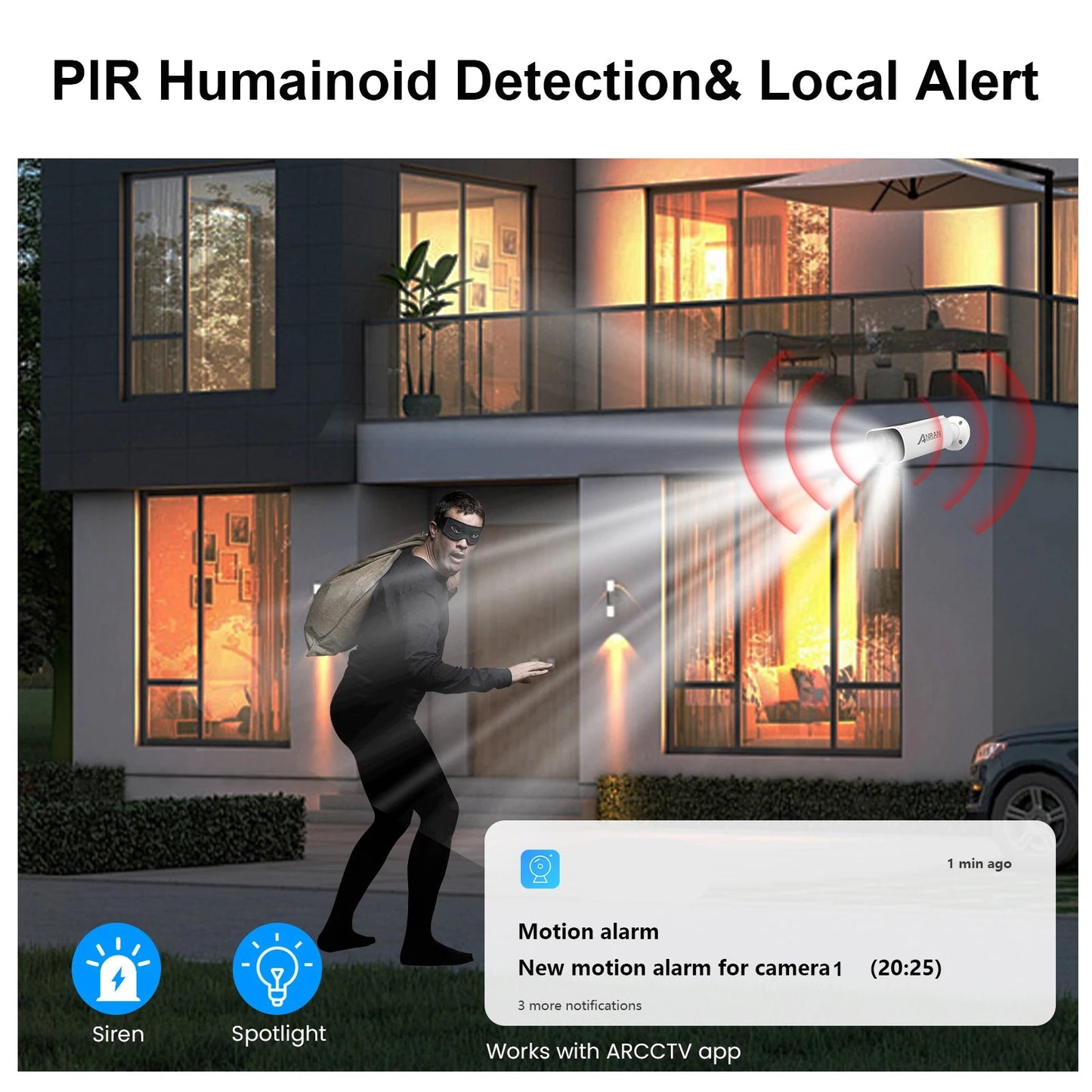 Beveiligingscamera - 4MP - Camerabewaking - Draadloos - voor Buiten - 4 Stuks - 2K Ultra HD - met Zonnepaneel - Sirene-alarm - Humanoïde detectie - Tweerichtingsaudio - 4CH - NVR Recorder - Wit