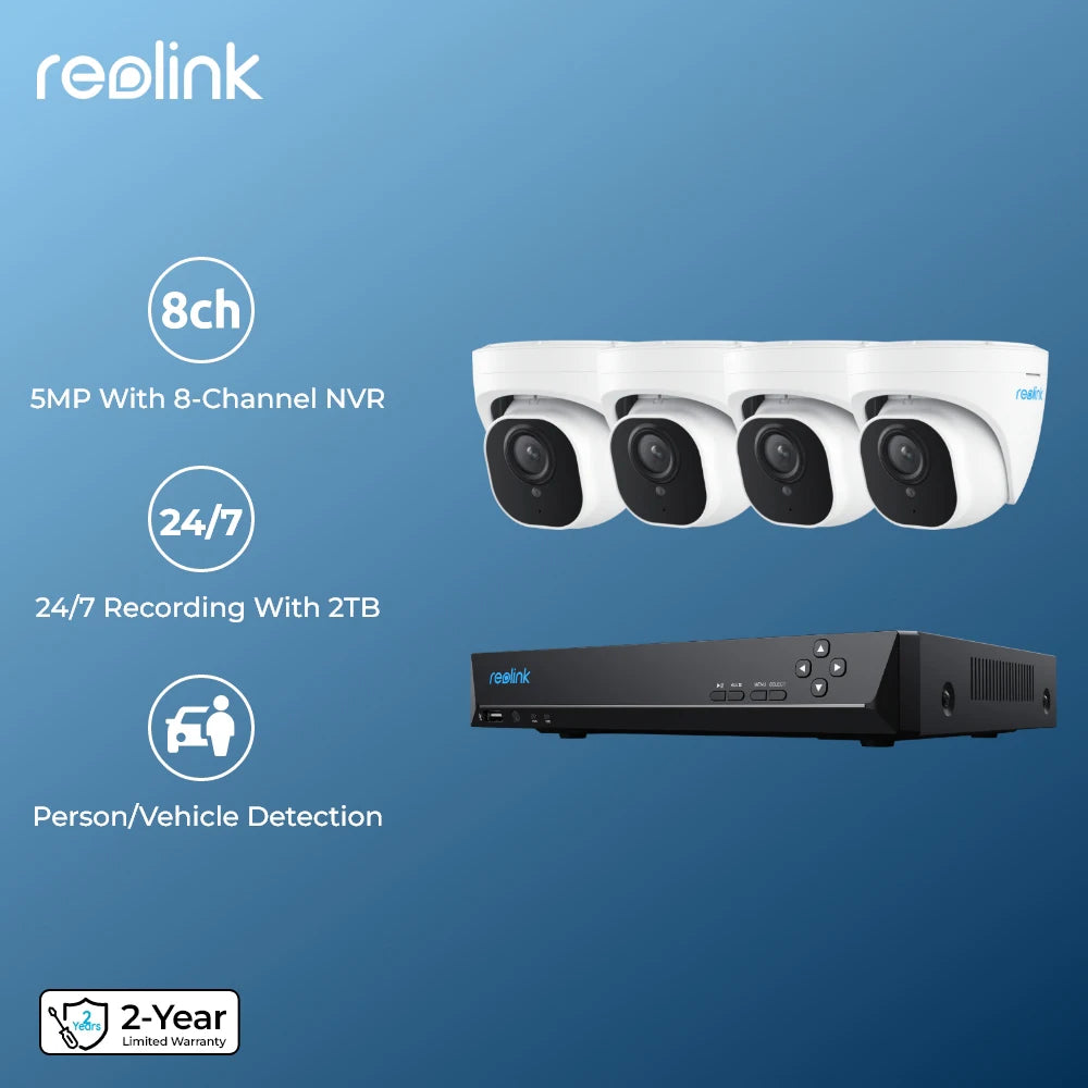 8-kanaals Beveiligingscamera Set – Bewakingscamera Systeem – Camerakit – IP Camera – PoE Camera – 5MP Super HD – Smart Motion Detectie