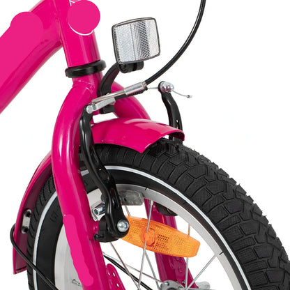 Kinderfiets - Loopfiets - Kleuterfiets - met Zijwielen - Inclusief Bel & Achterrek - Leuke Fiets - voor Meisjes en Jongens - van 2-7 Jaar - 14inch - Metaal - Roze