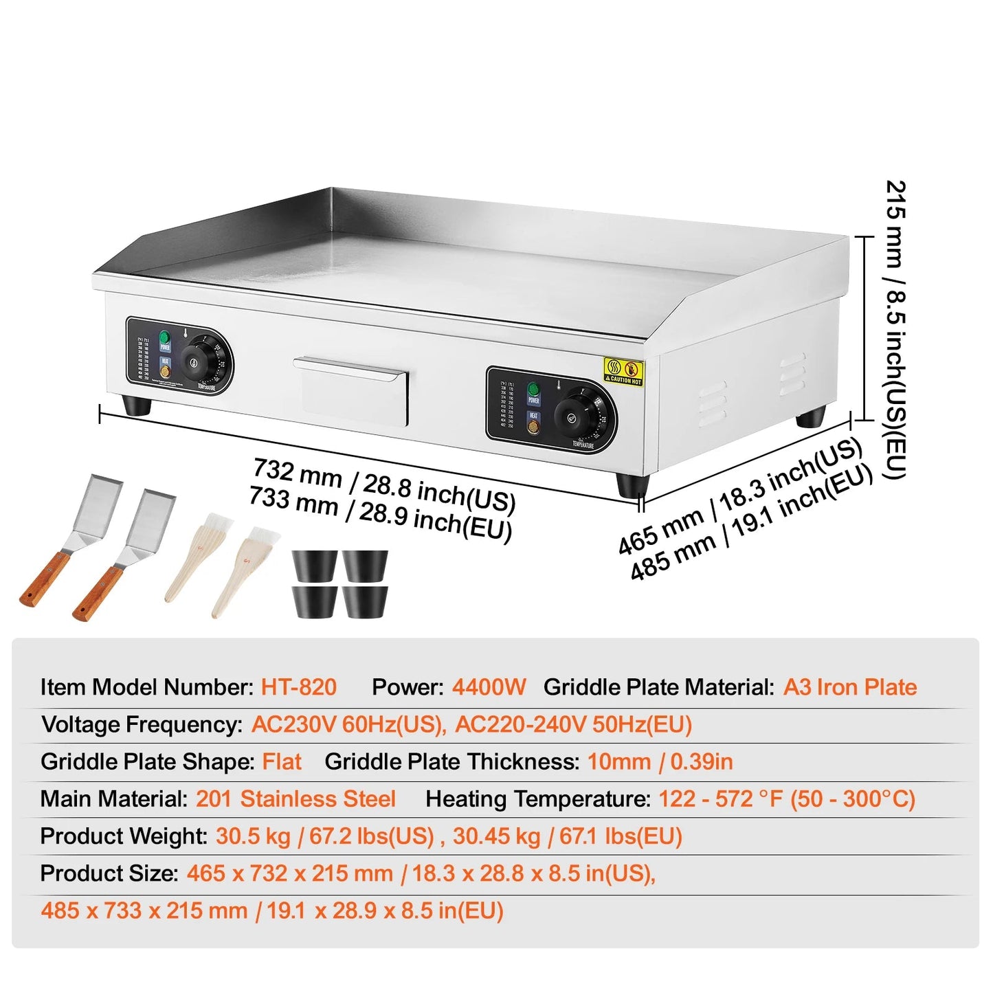 Bakplaat - Elektrische Bakplaat - Grill - Grill Apparaat - Grill Plaat - 30 inch - 4400W - Horeca Grillplaat voor Perfect Grillen