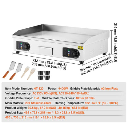 Bakplaat - Elektrische Bakplaat - Grill - Grill Apparaat - Grill Plaat - 30 inch - 4400W - Horeca Grillplaat voor Perfect Grillen