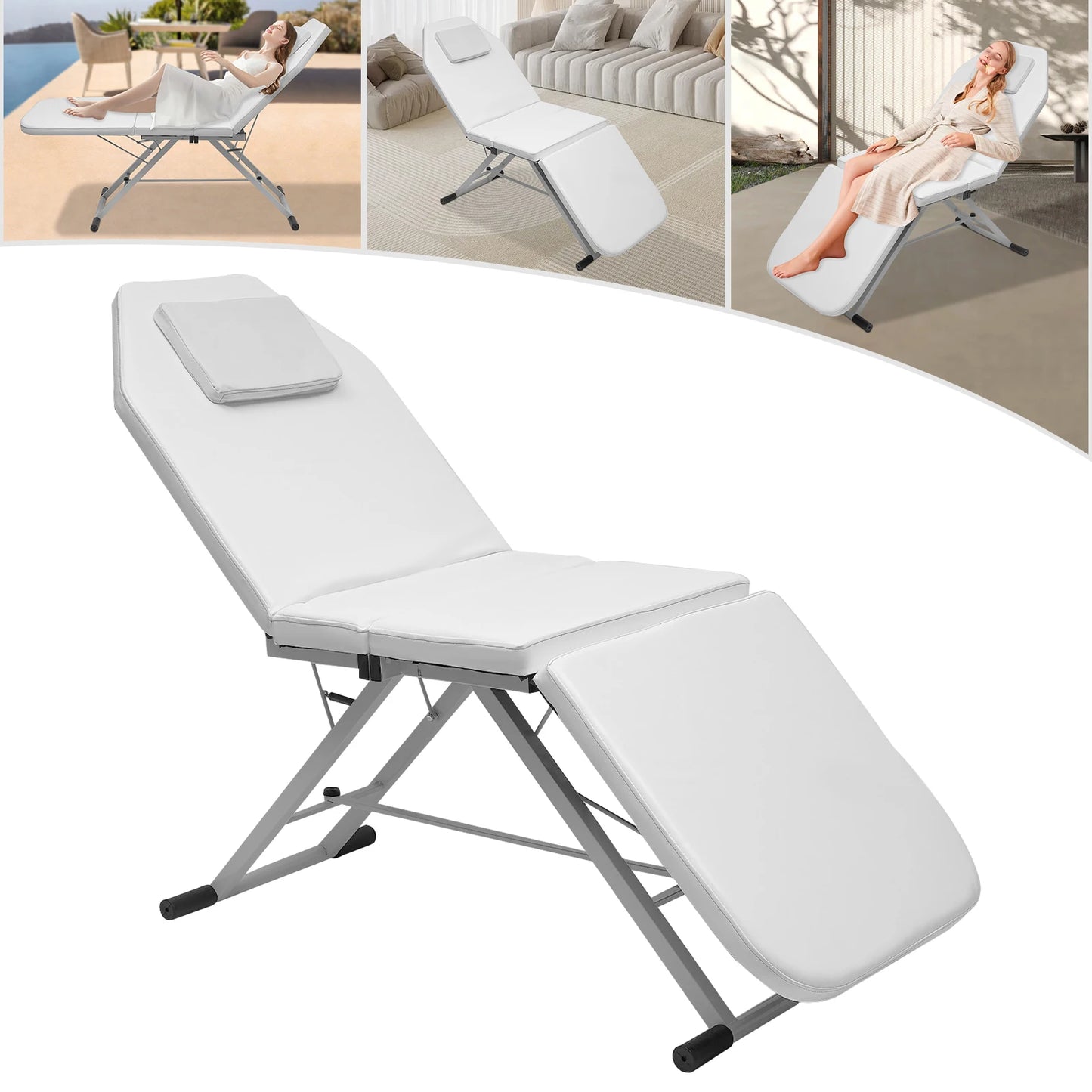 Opvouwbare Massagebed - Massagetafel - Behandeltafel -  Tatoeagetafel - Slaapbank - voor Schoonheidssalons - en SPA's - Wit