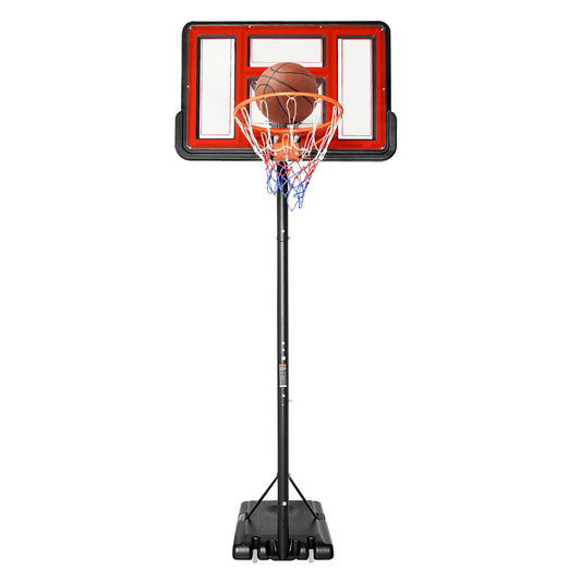 Verstelbare Basketbalpaal – Buiten Basketbalset – Basketbalring – Basketbalstandaard – Weerbestendig Materiaal – Verstelbare Hoogte – Wieltjes - 110 x 75 cm - Rood