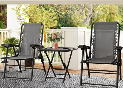 Bistroset – Buitenset – Terrasmeubilair – Balkonset – Compact – Inklapbaar – Stijlvol Stalen Frame - Crème