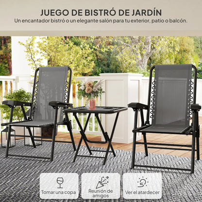 Buitenmeubelset – Tuinset – Balkonmeubelen – Terrasmeubilair – Compact Ontwerp – Gepoedercoat Staal – Textilene Stoelen - 64 x 70 x 87 cm - Donkergrijs