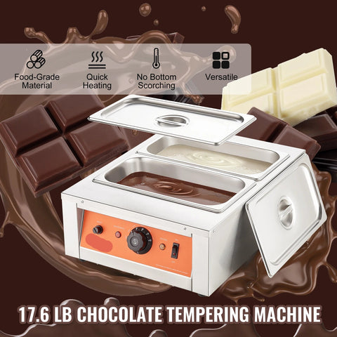 Chocolate - Chocolate Fondue - Chocolate Fountain - Chocolate Melter Electric - Chocolate Melter - Melting Pot - 800W Stainless Steel - For Melting and Heating Chocolate/Milk/Cream