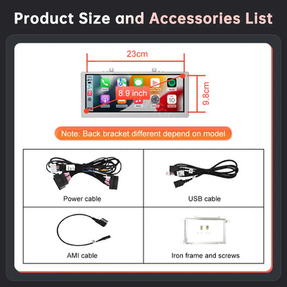 8.9" Car Multimedia Display Linux Touch Screen For Audi A4 2009-2015 With Wireless CarPlay Android Auto Airplay Autolink Functio