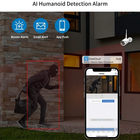 Hiseeu - WK-10VP-4HB613 - Security Camera System - 10CH 3MP Camera - Outdoor - Surveillance Camera - Security Camera - Security Camera System - AI Human Detection - 4 Pieces - White
